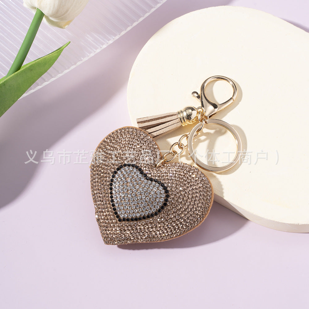 Wholesale Diamond-studded two-color heart-shaped creative keychain accessory